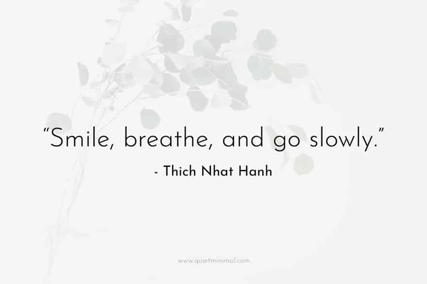“Smile, breathe, and go slowly.” -Thich Nhat Hanh