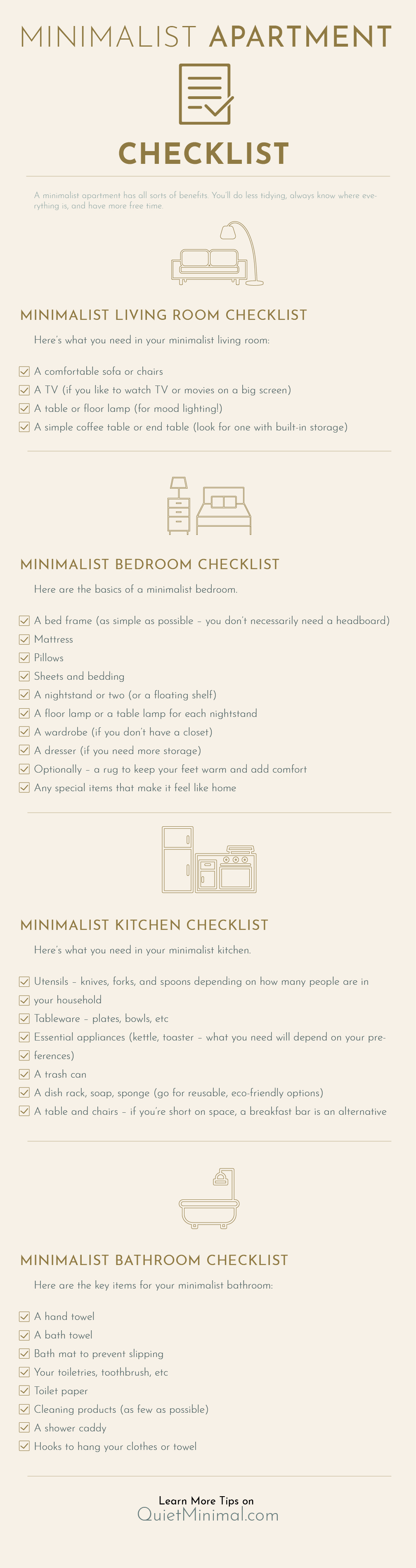 Minimalist appartment checklist