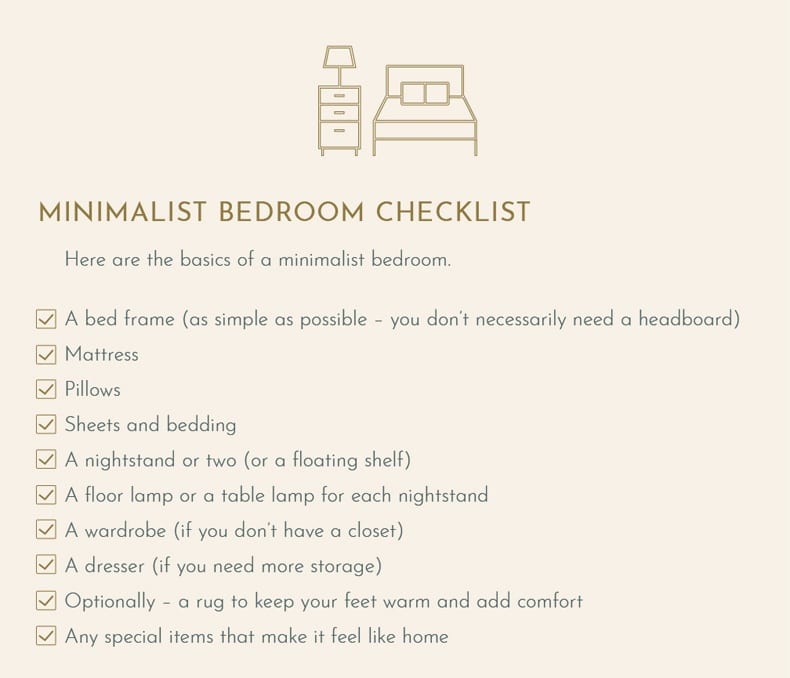 Minimalist bedroom checklist