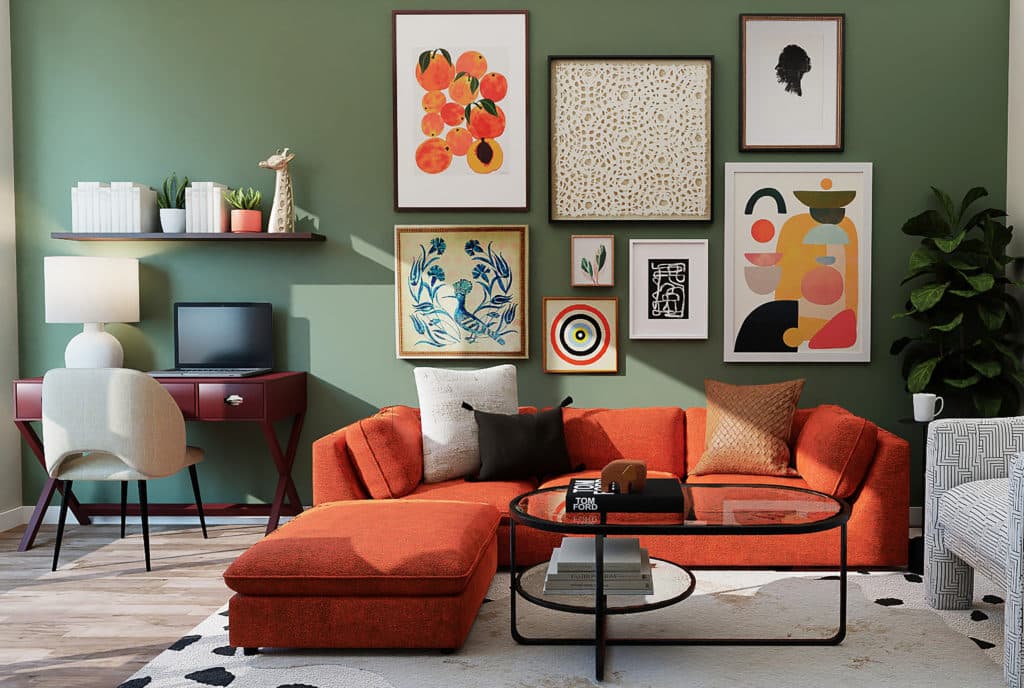 forest green complementary colors - peach