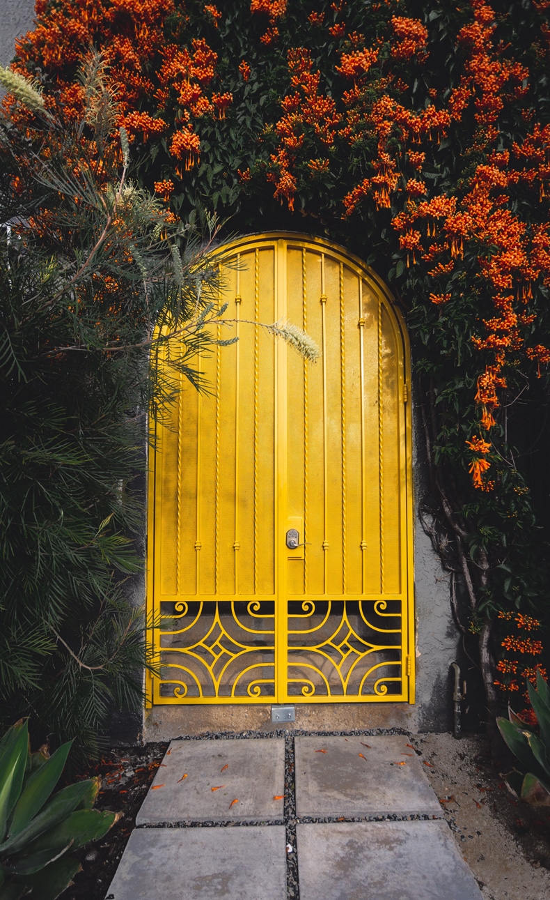 gray house front door colors yellow