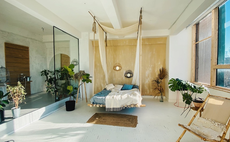 exotic boho teal bedroom