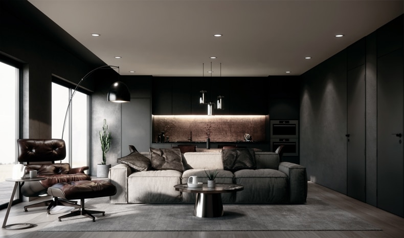 black wall colors with gray floors