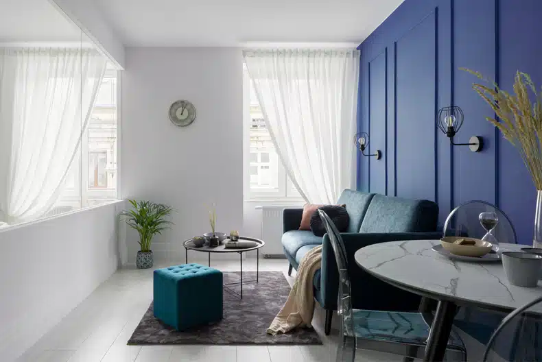 purple wall colors with gray floors
