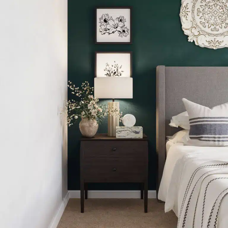 dark green bedroom