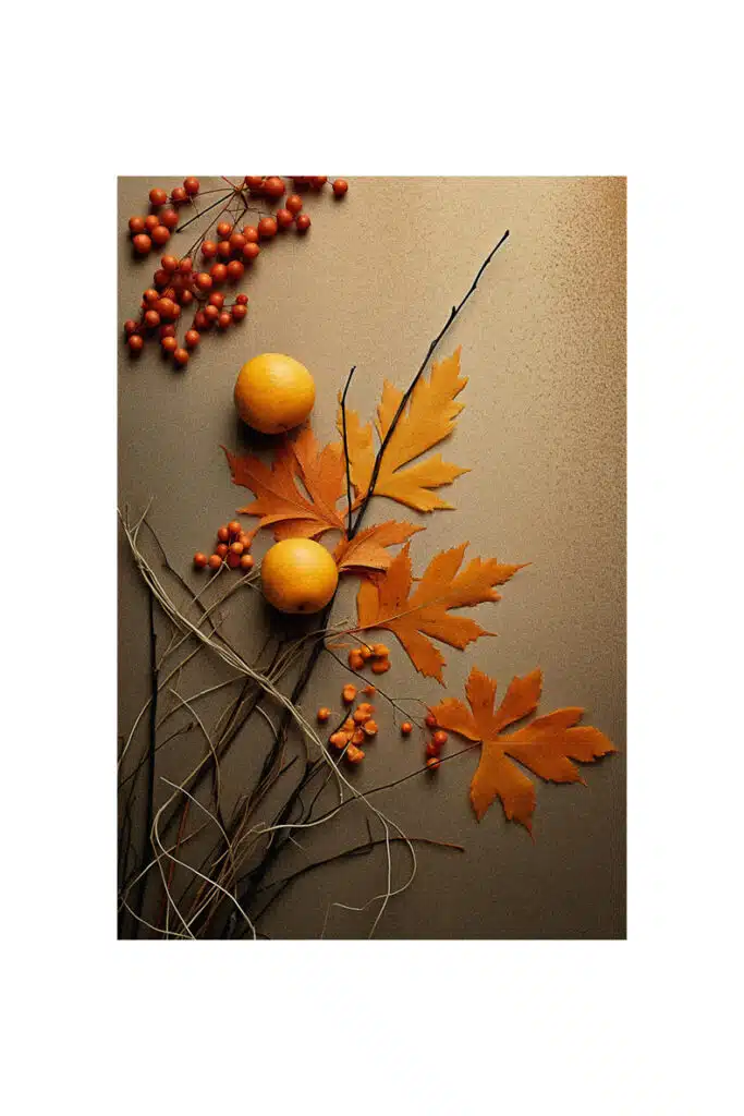 Autumn leaves and berries for decorating ideas.