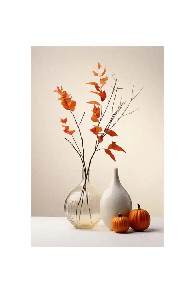 Two autumn vases on a table.