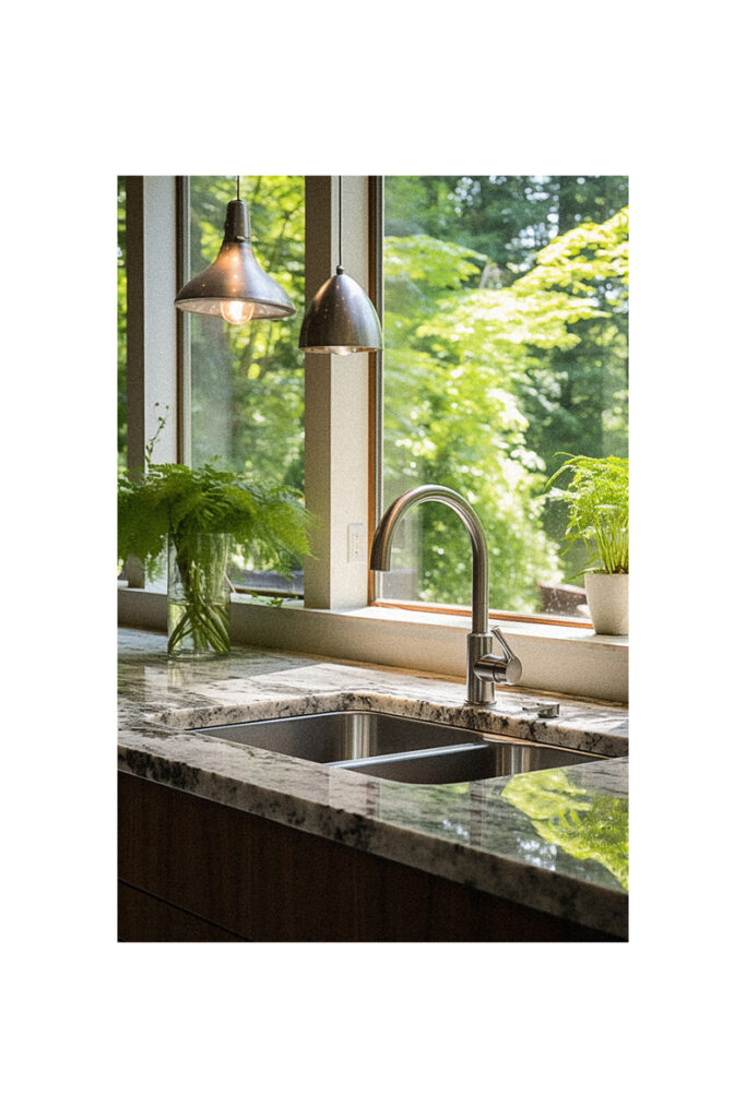 A large kitchen window over the sink.