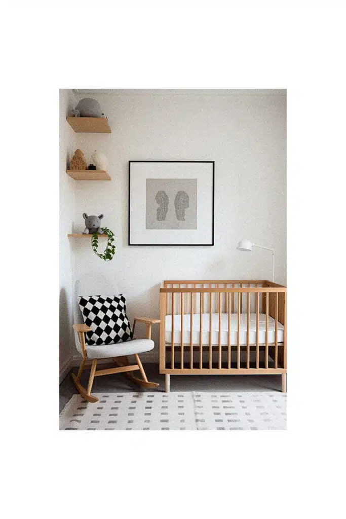 Nursery room with crib and chair, perfect for inspiration.