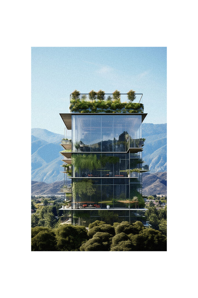 An image of a building with an organic green roof.