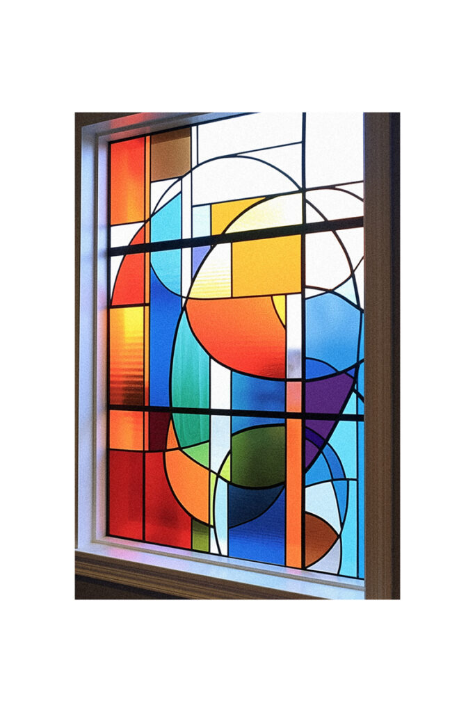 A church's stained glass artwork.
