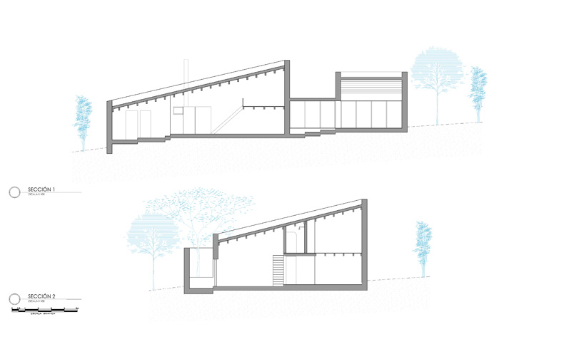 Two drawings of the Petraia House on a hillside.