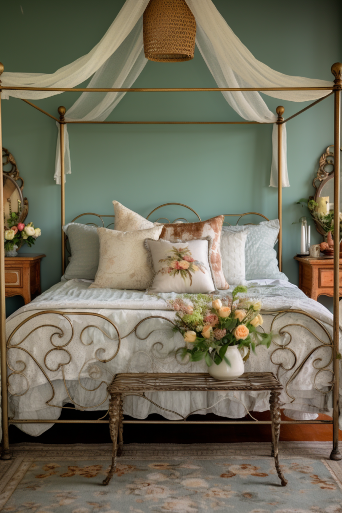 Creating a Dream Sanctuary in an Aesthetic Bedroom with a Canopy Bed.