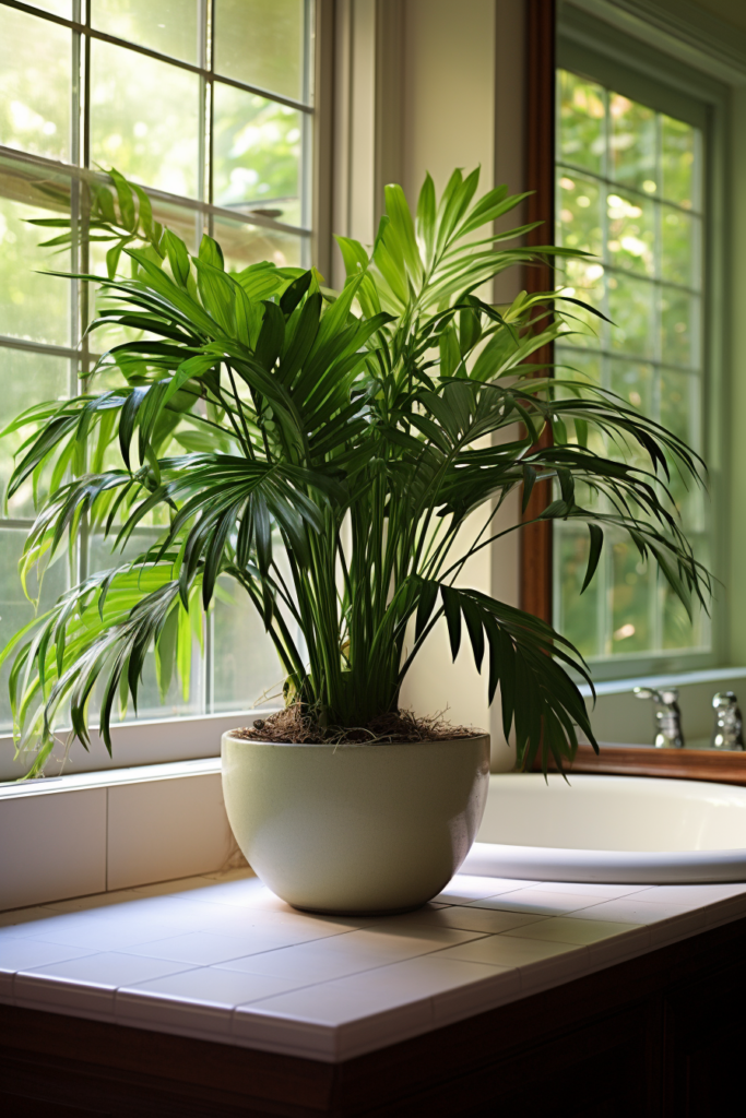 A humidity-loving plant sitting on a window sill.