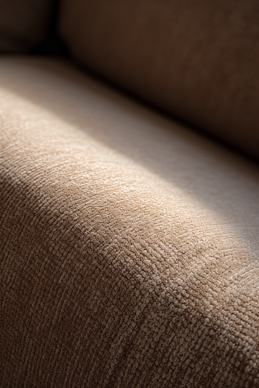 A close up of a tan couch showcasing the latest interior design trends.