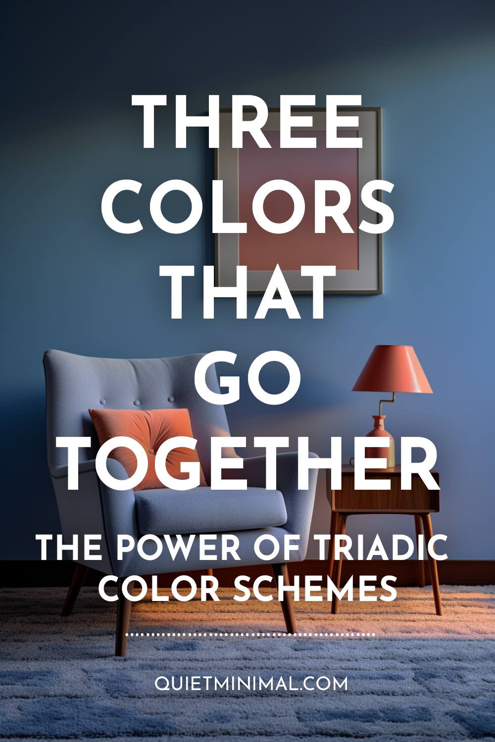 Three colors that harmonize together, showcasing the power of triadic color schemes.