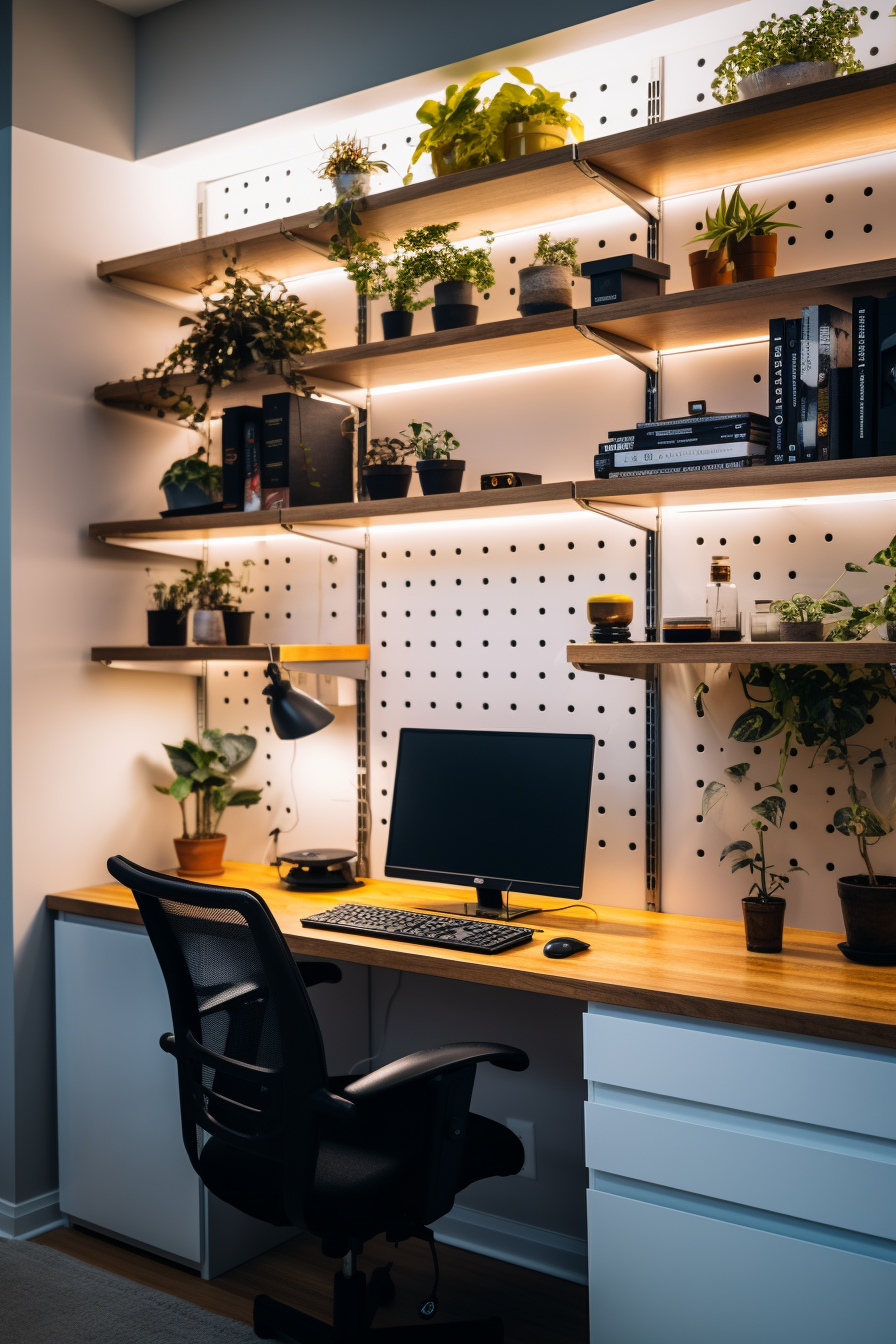 Get inspired with these home office ideas featuring plants and a desk.