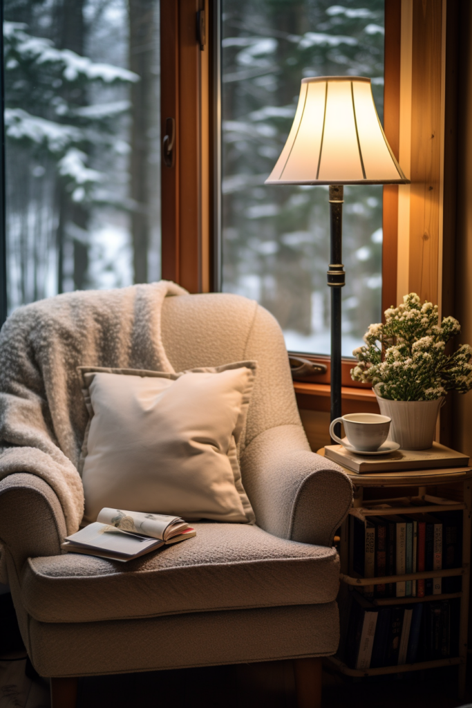 A cozy chair in front of a window, creating a hygge home retreat.
