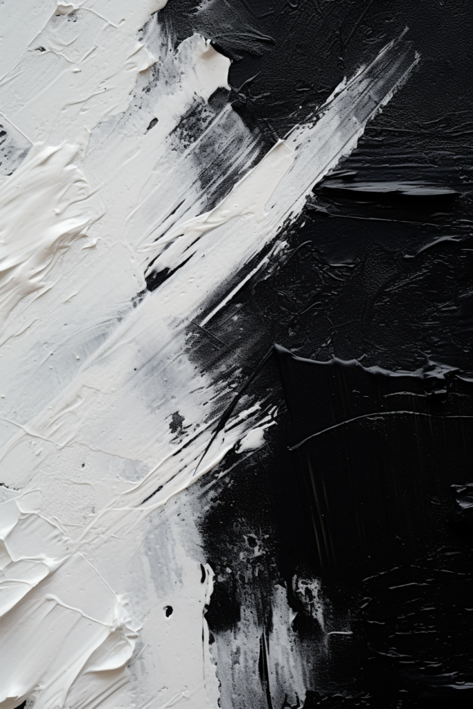 Stunning close-up of a black and white painting that elevates any space as a large wall art.