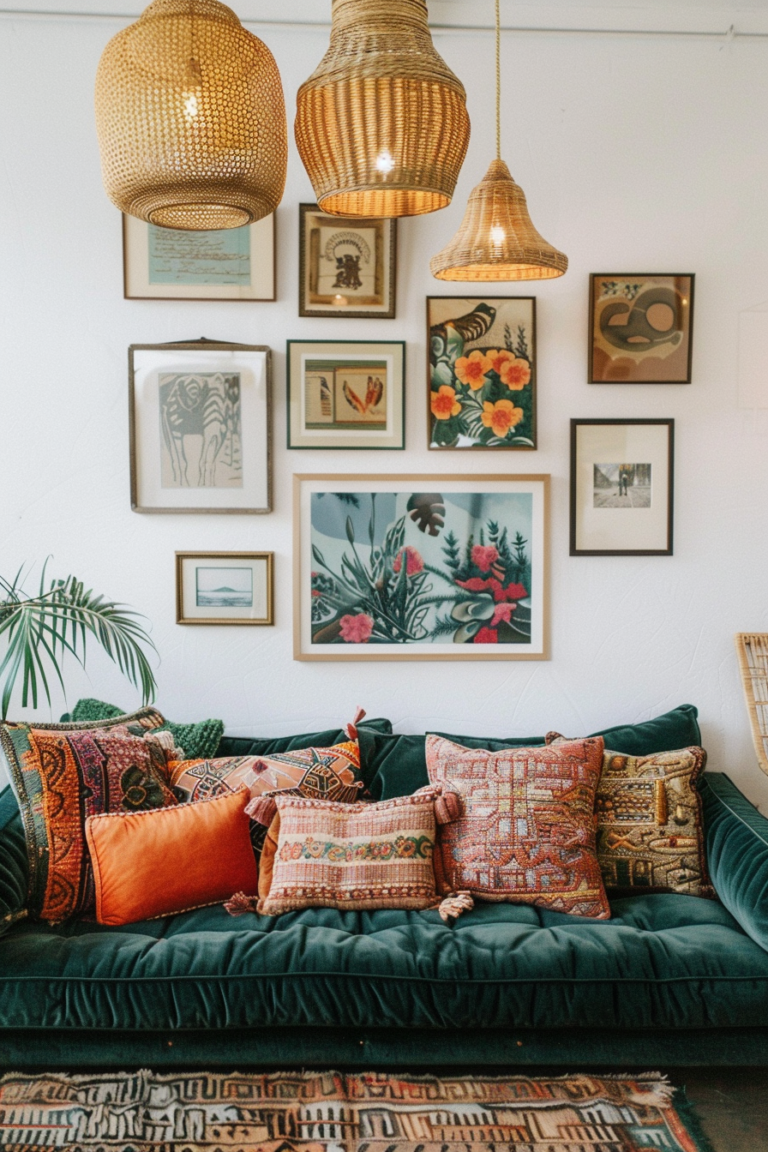 Boho Chic: 20 Decorating Tips for Above-the-Couch Wall Space - Quiet ...