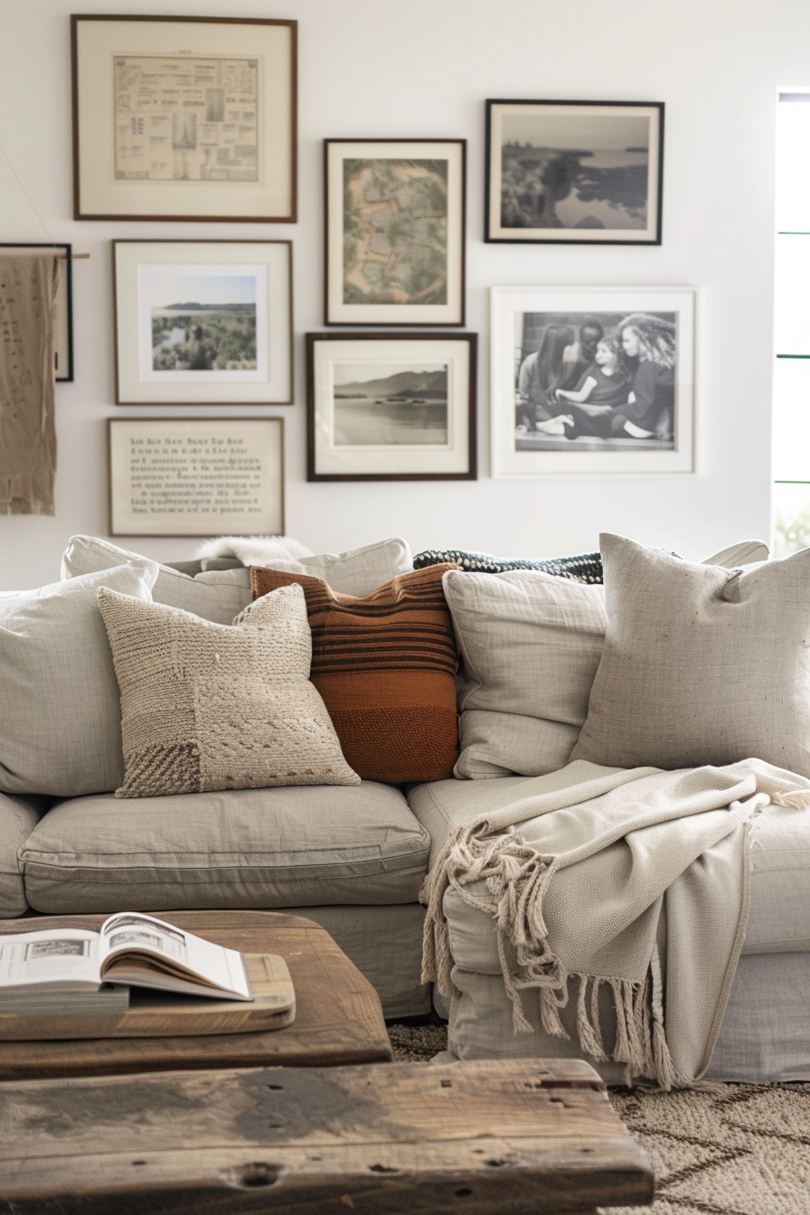 A living room with a **Gallery Wall** full of pictures on the wall.