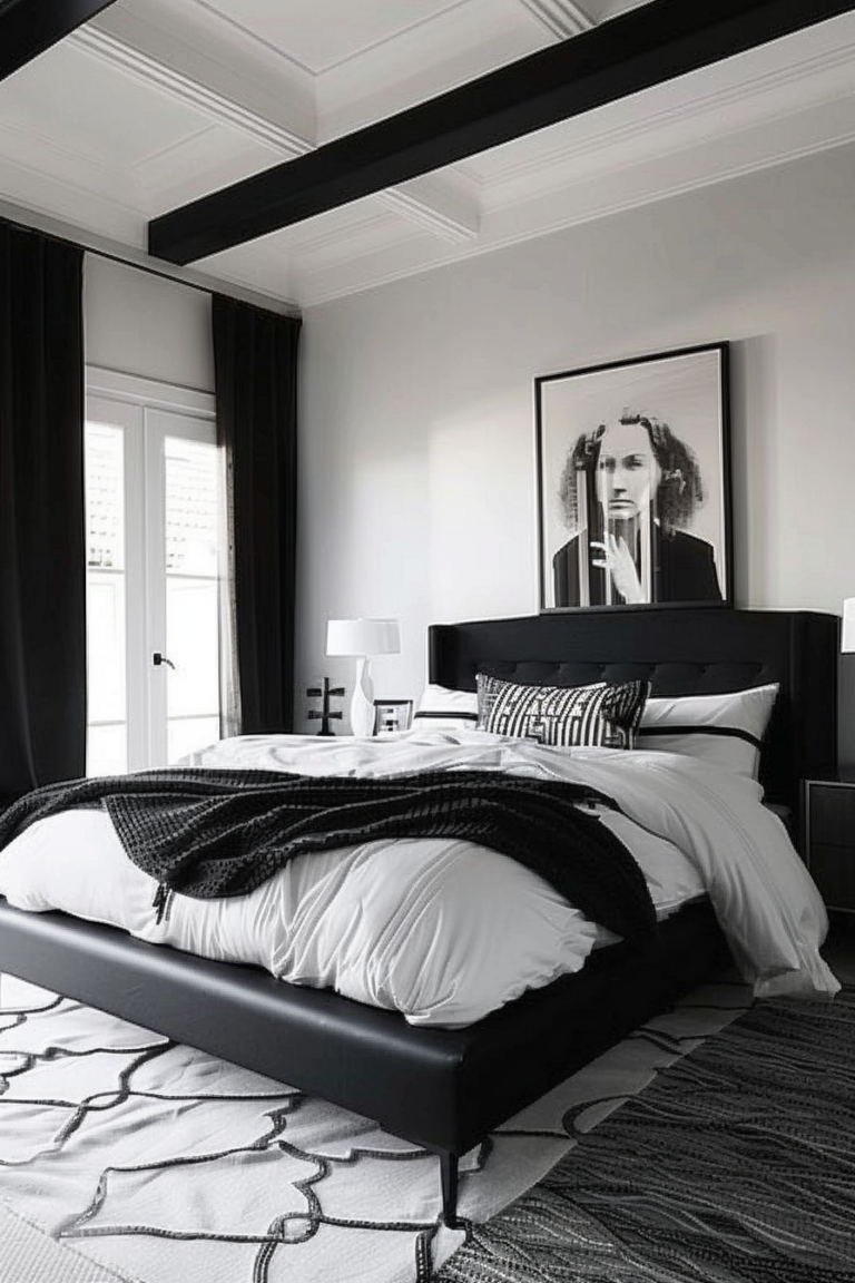 50 Elegant Black and White Bedroom Ideas for a Timeless Look - Quiet ...
