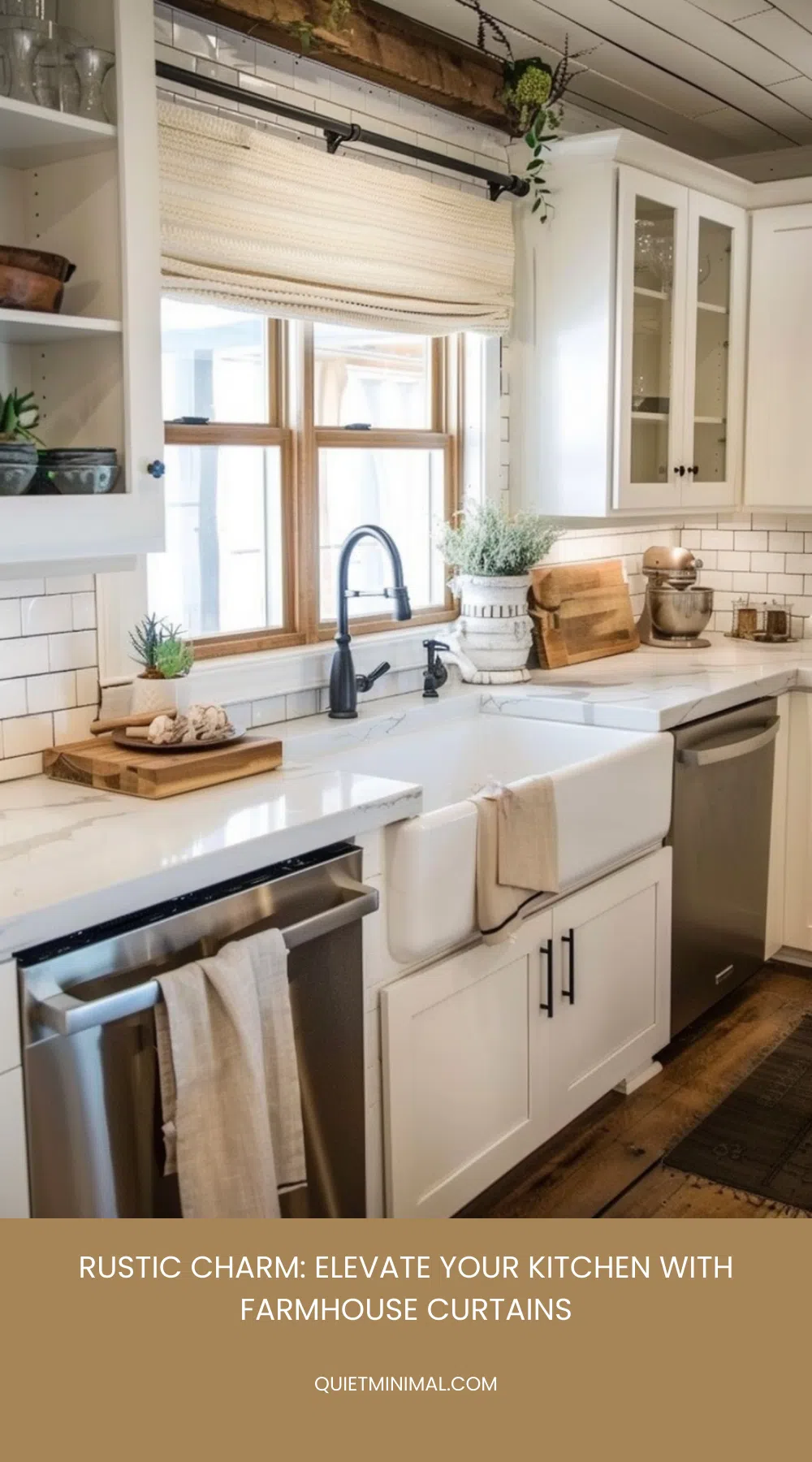 View of Add Texture and Style with Farmhouse Kitchen Curtains - Quiet Minimal