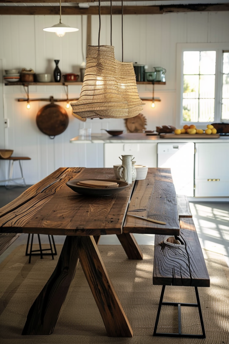 Cozy Gatherings: Farmhouse Kitchen Table with Bench Ideas - Quiet Minimal
