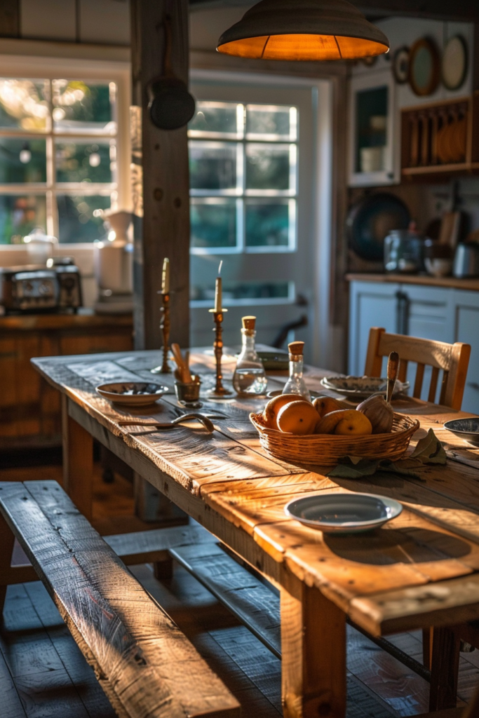 Cozy Gatherings: Farmhouse Kitchen Table with Bench Ideas - Quiet Minimal