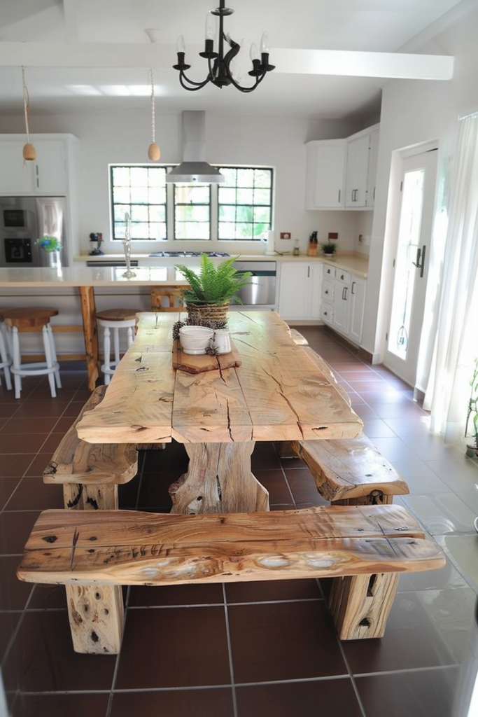 Cozy Gatherings: Farmhouse Kitchen Table with Bench Ideas - Quiet Minimal
