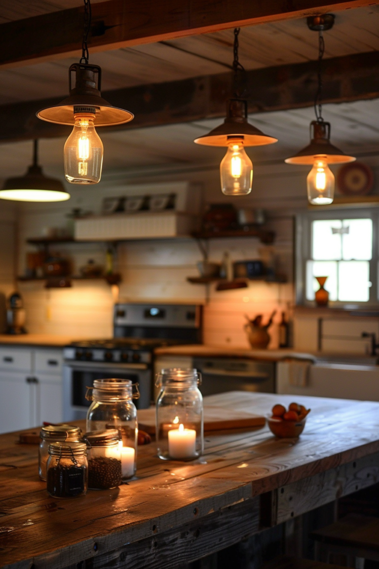 Black Pendant Lights Kitchen Island, 1-Light Farmhouse Kitchen Pendant ...