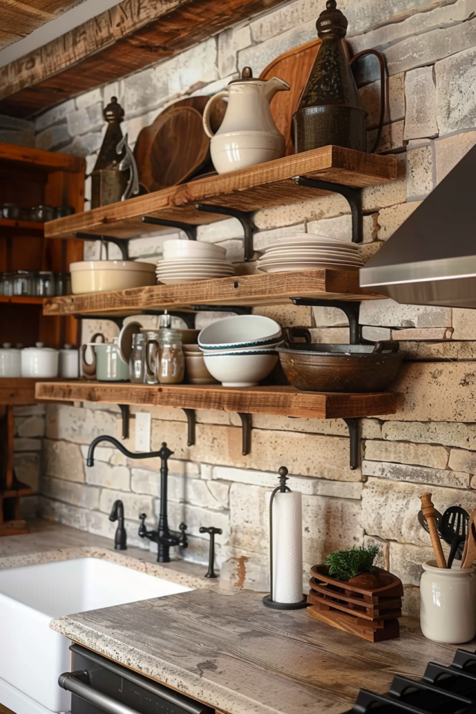 Display with Style: Farmhouse Kitchen Shelf Ideas - Quiet Minimal