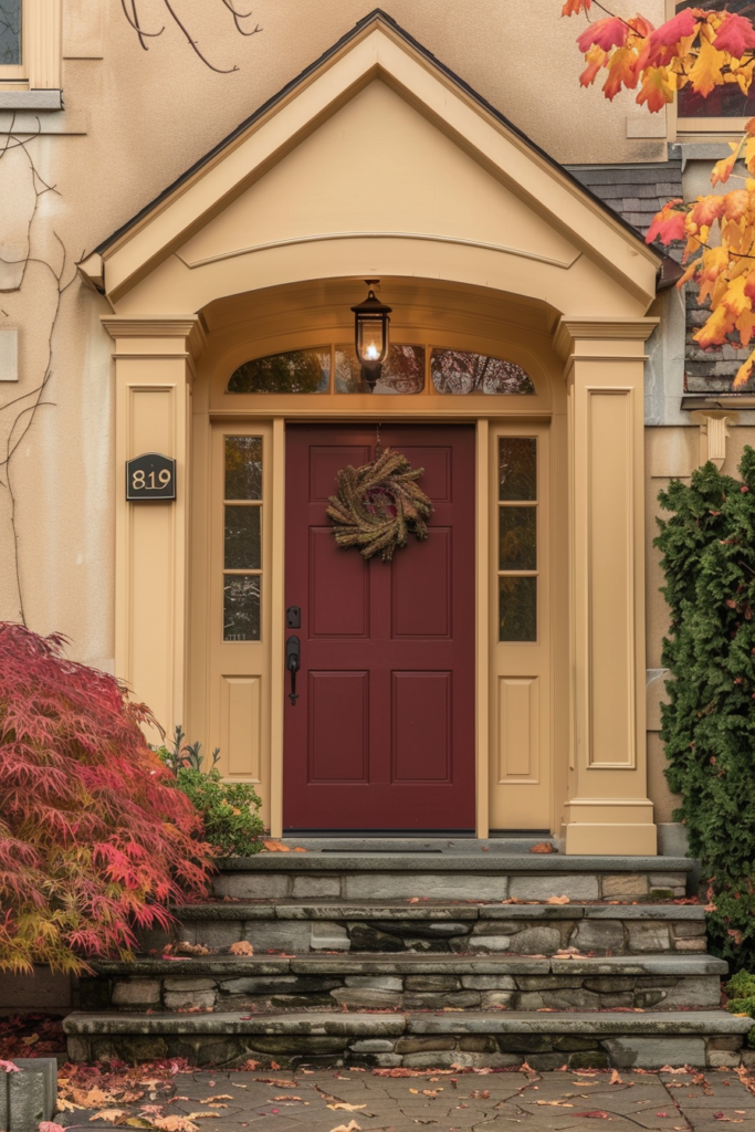 Front Door Colors with Tan House Ideas - Quiet Minimal
