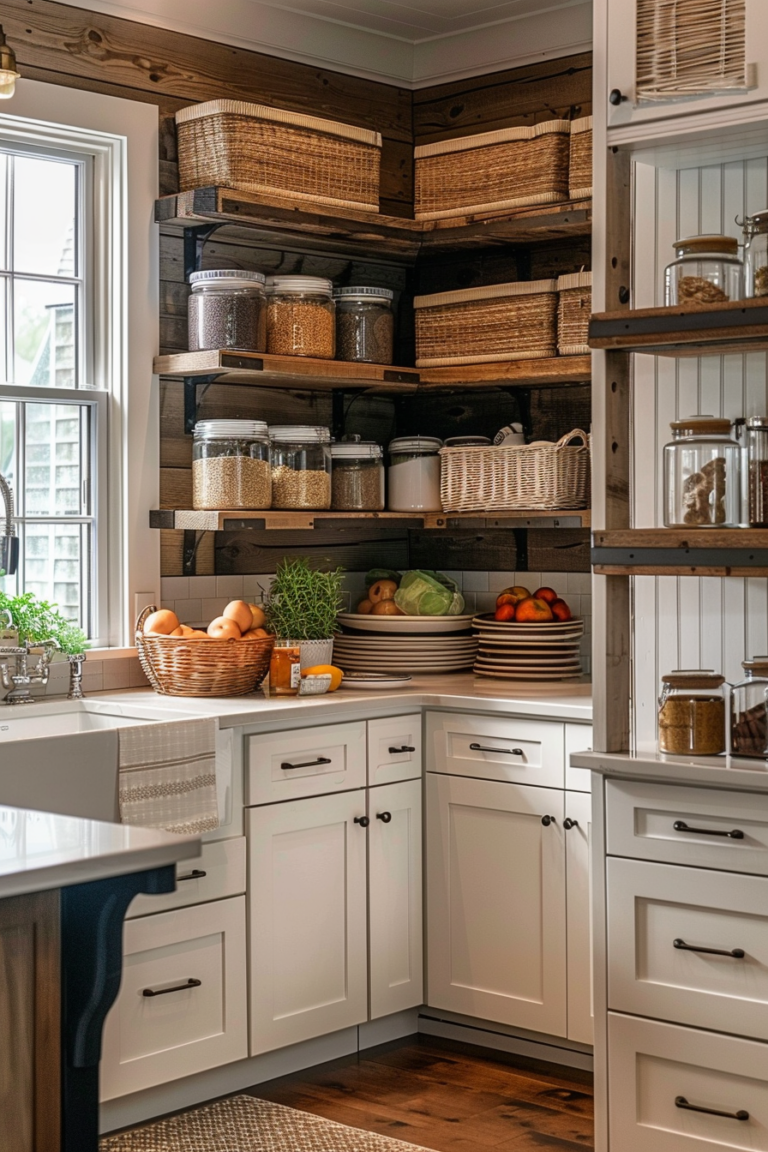 Stylish Storage: Farmhouse Kitchen Floating Shelves - Quiet Minimal