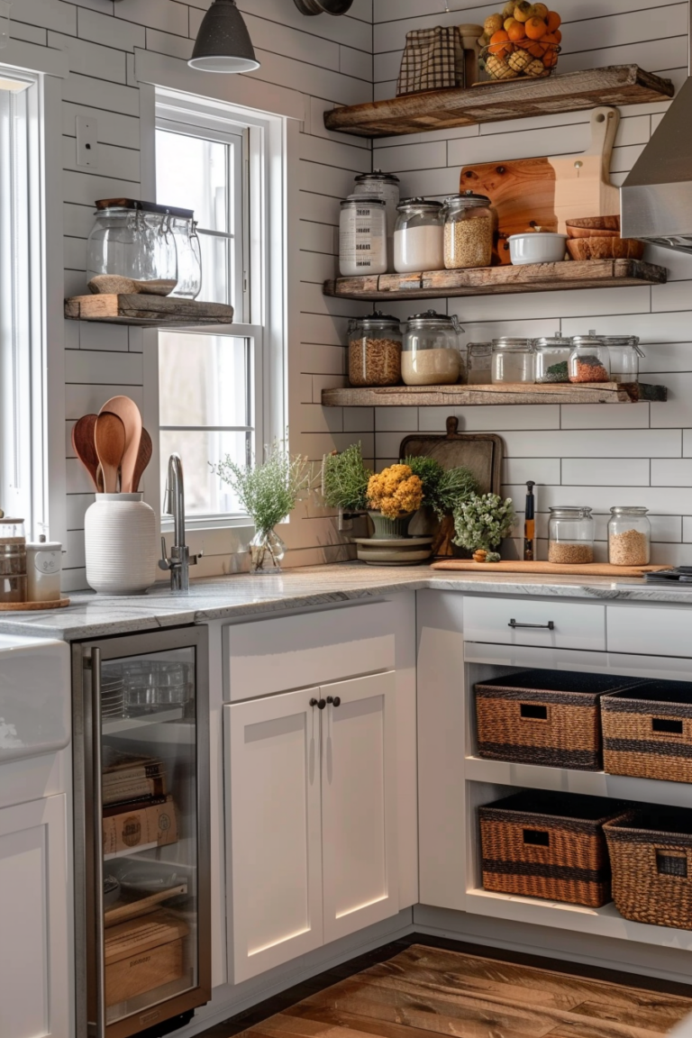 Stylish Storage: Farmhouse Kitchen Floating Shelves - Quiet Minimal