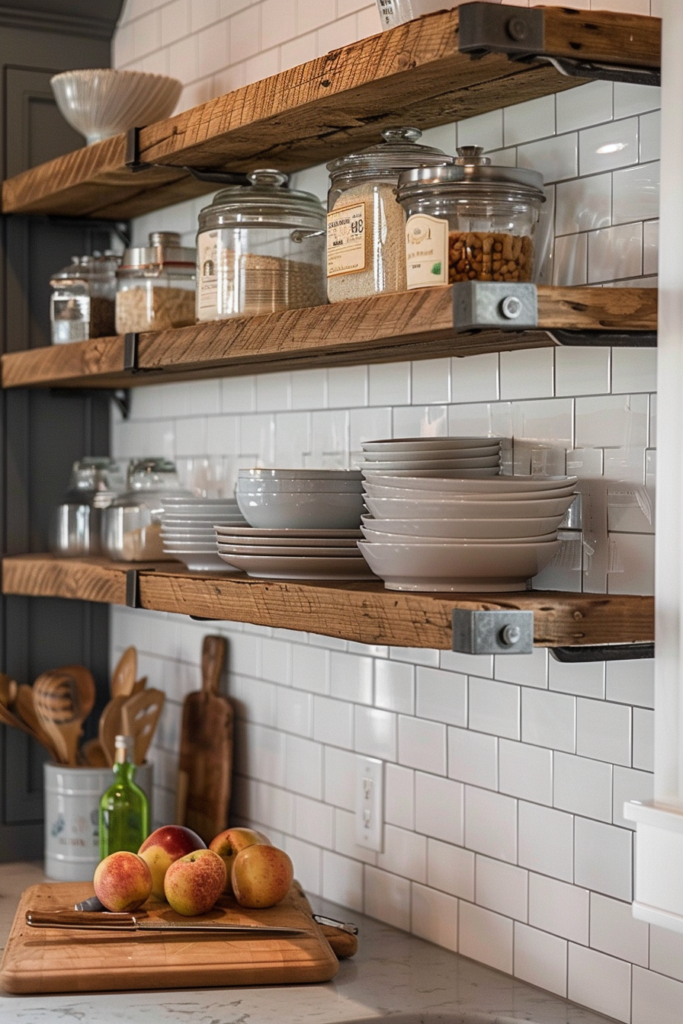 Stylish Storage: Farmhouse Kitchen Floating Shelves - Quiet Minimal