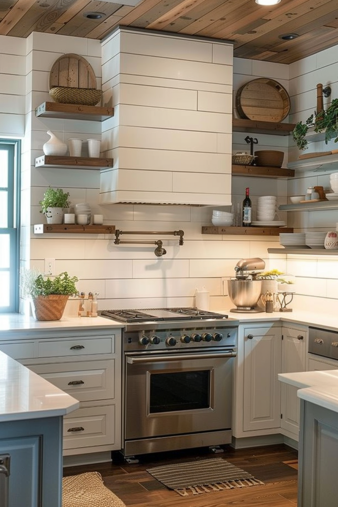 Stylish Storage: Farmhouse Kitchen Floating Shelves - Quiet Minimal