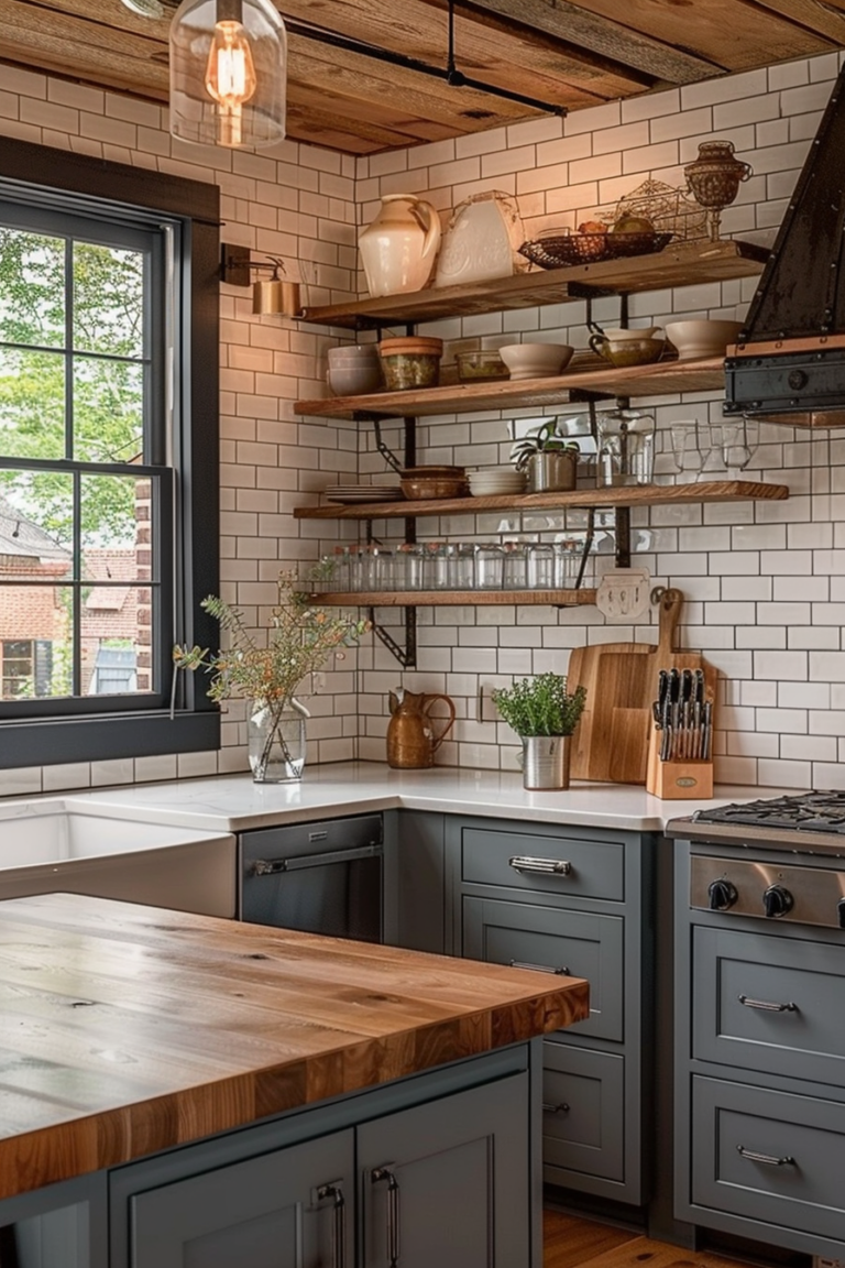 Stylish Storage: Farmhouse Kitchen Floating Shelves - Quiet Minimal
