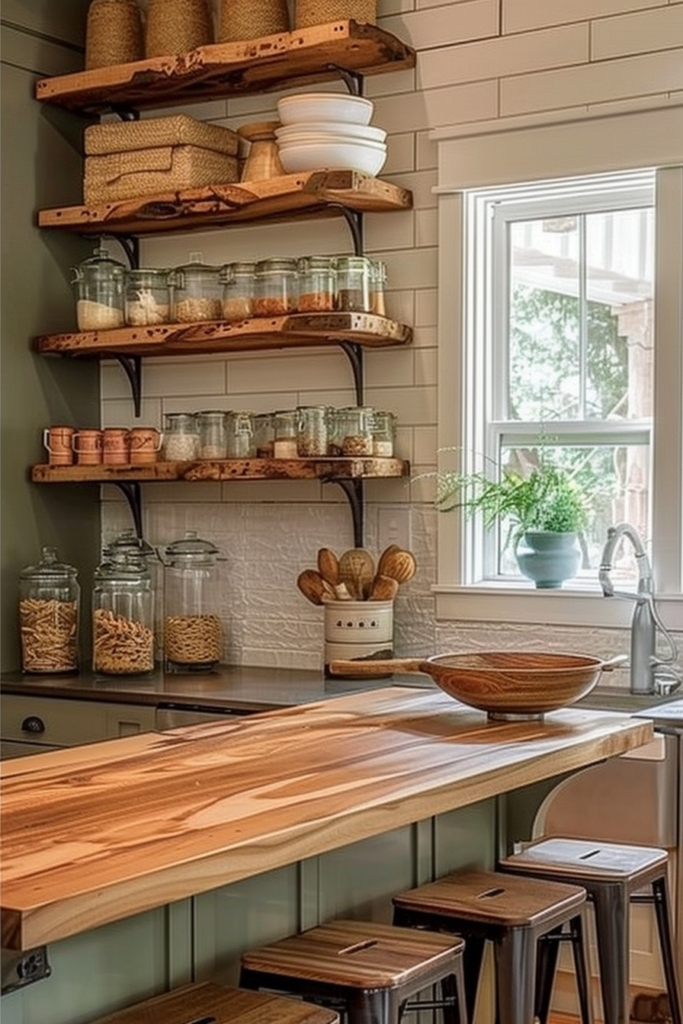 Stylish Storage: Farmhouse Kitchen Floating Shelves - Quiet Minimal