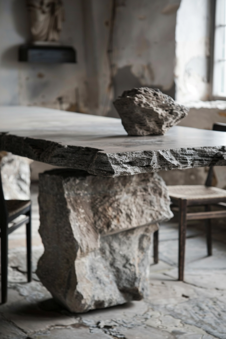 Wabi Sabi Dining Table: Natural Elegance - Quiet Minimal