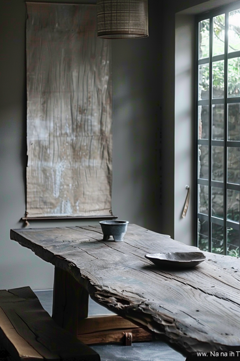 Wabi Sabi Dining Table: Natural Elegance - Quiet Minimal