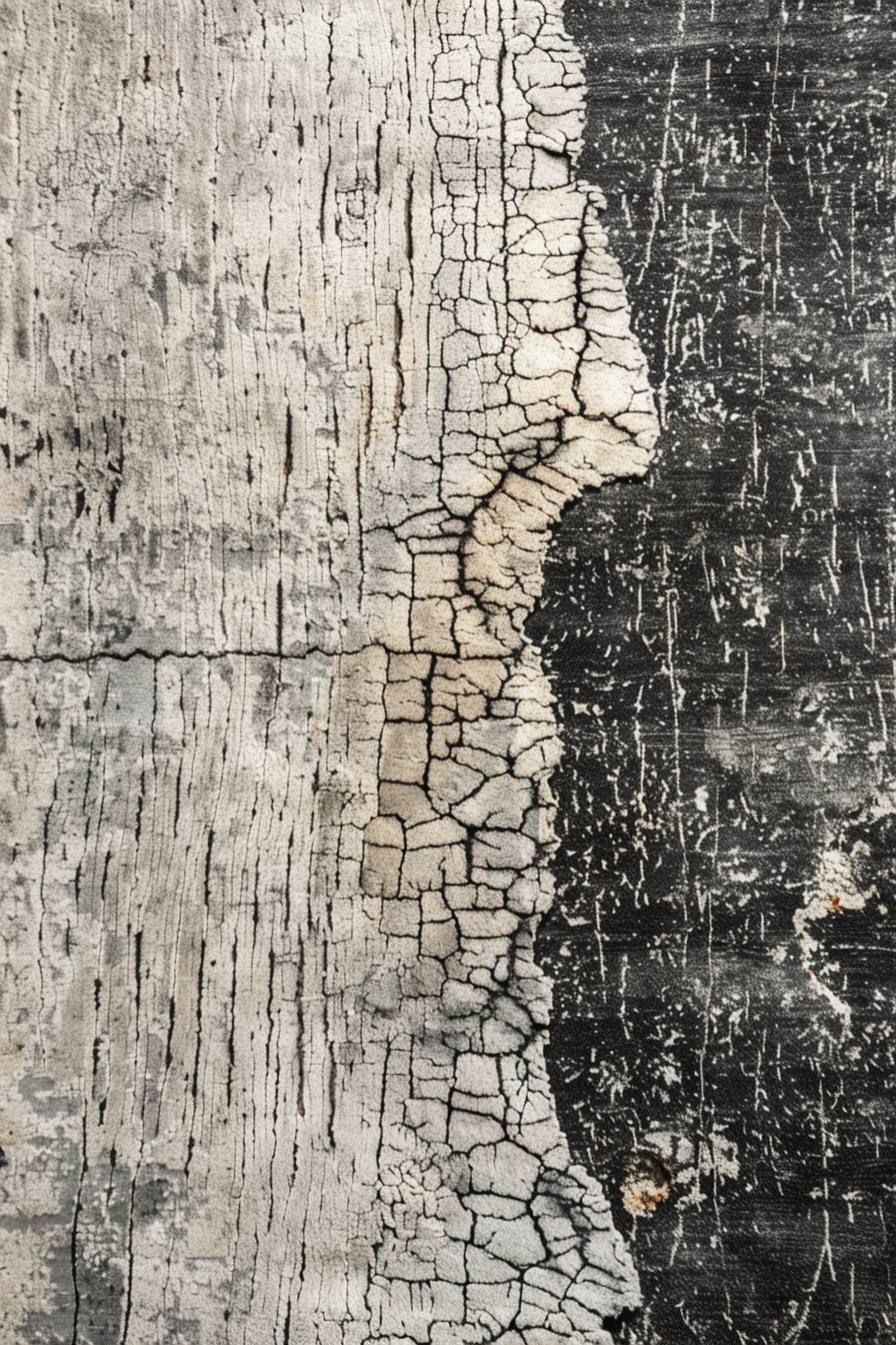 Aged wooden texture with cracked paint, showing details of weathering and natural patterns.