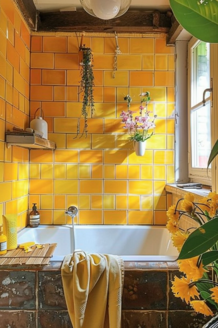 Brighten Your Small Bathroom with Yellow Tile Ideas - Quiet Minimal