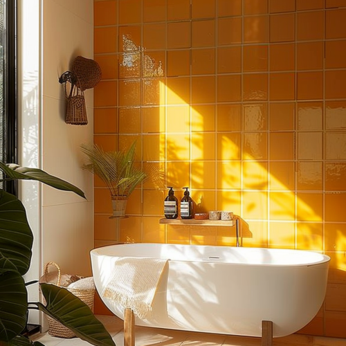 Brighten Your Small Bathroom with Yellow Tile Ideas