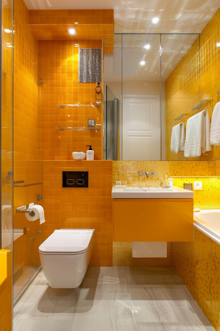 Brighten Your Small Bathroom with Yellow Tile Ideas - Quiet Minimal