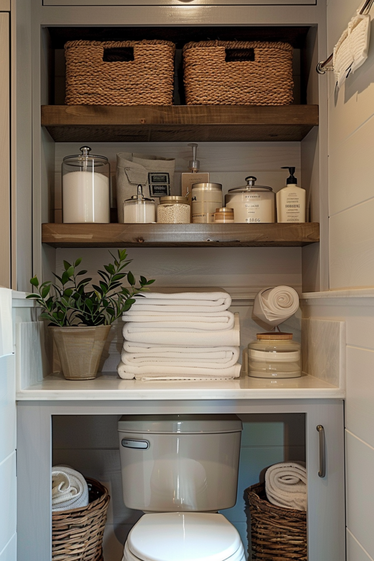View of Clever Shelf Ideas for Small Bathroom Storage - Quiet Minimal