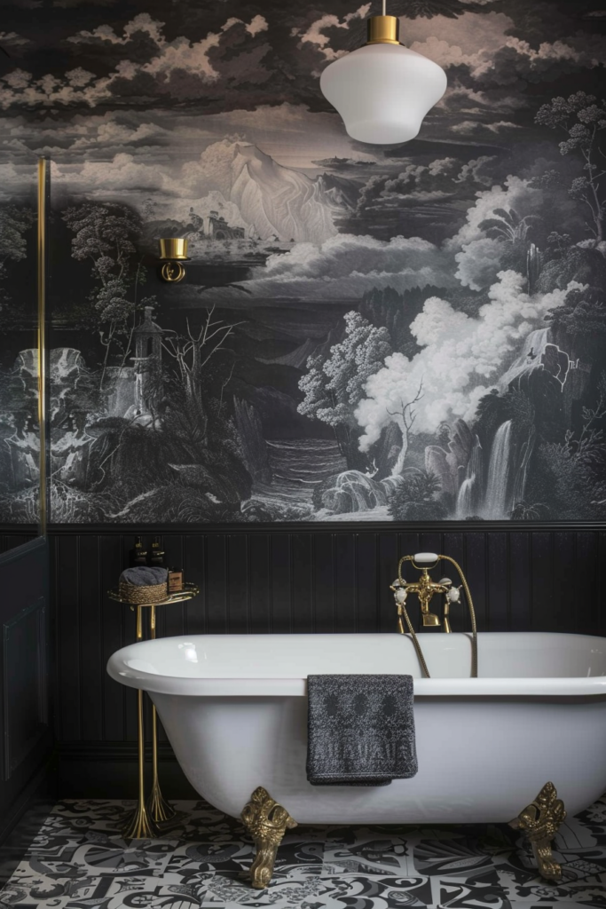 Stylish Small Bathroom Ideas with Wallpaper - Quiet Minimal