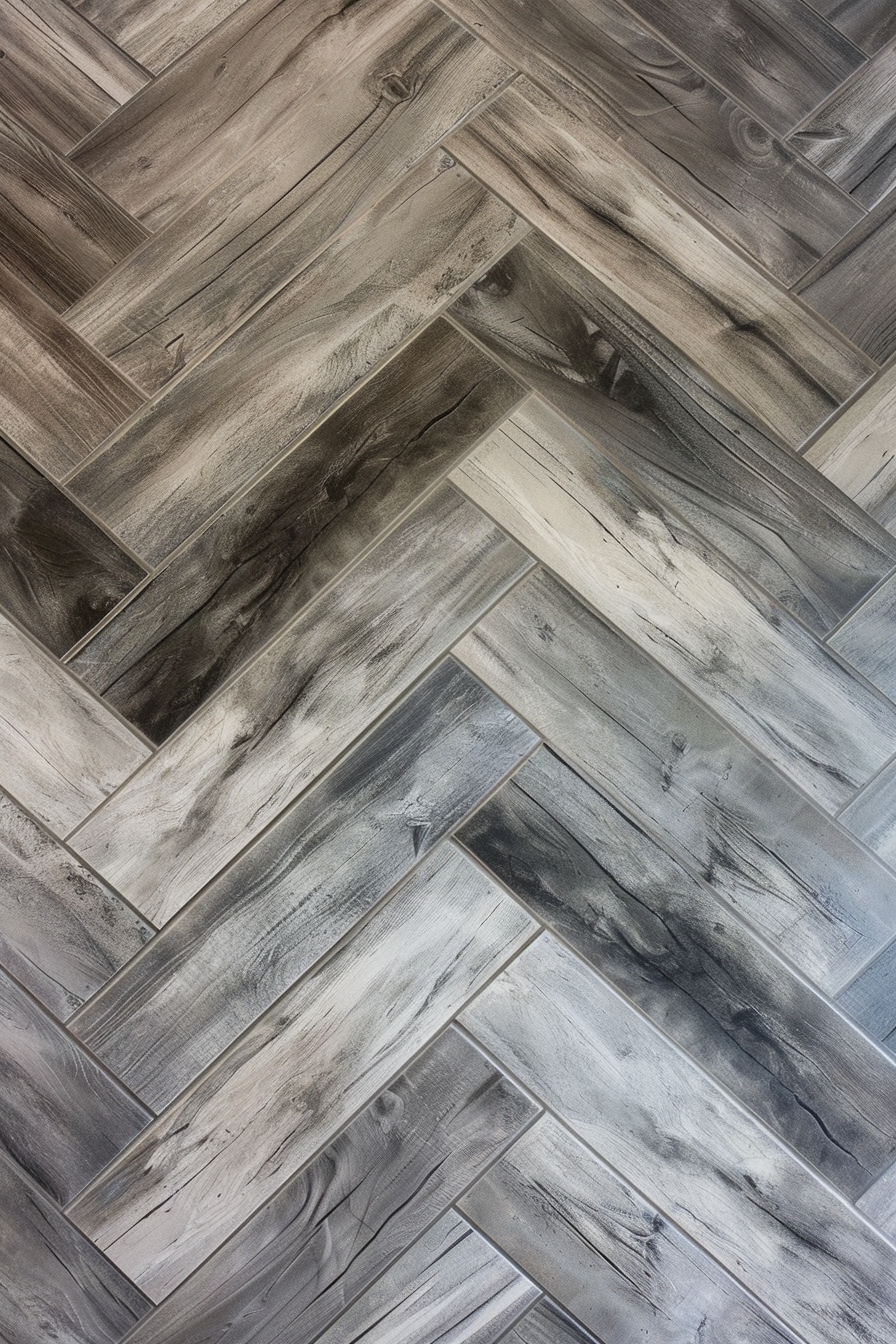 Diagonal pattern of grey herringbone wooden floor or wall texture.