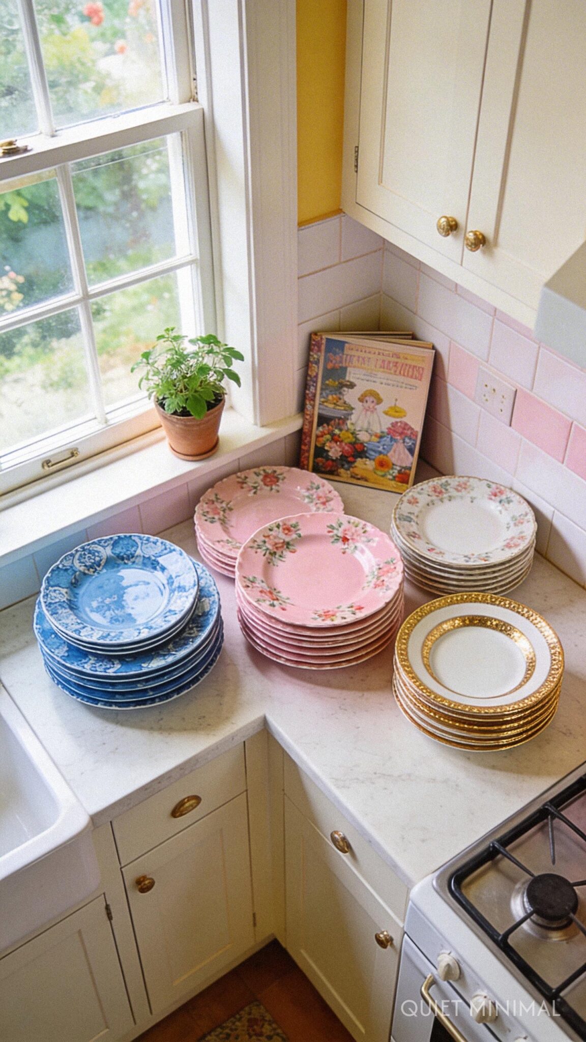 Whimsical Kitchen Using Mismatched Vintage China Collections - Quiet ...