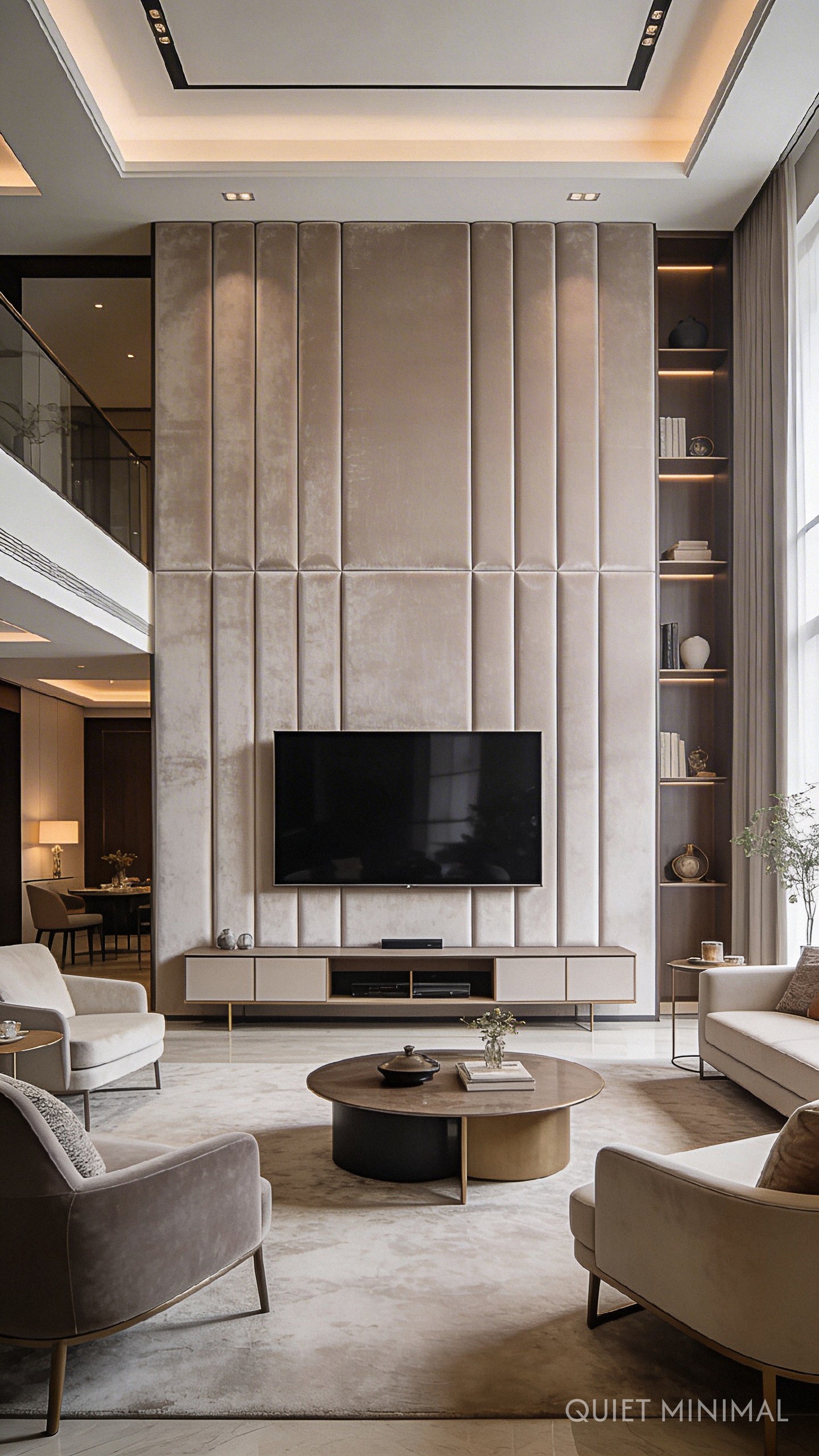 Modern Elegant Living Room Using Velvet Accents For Depth